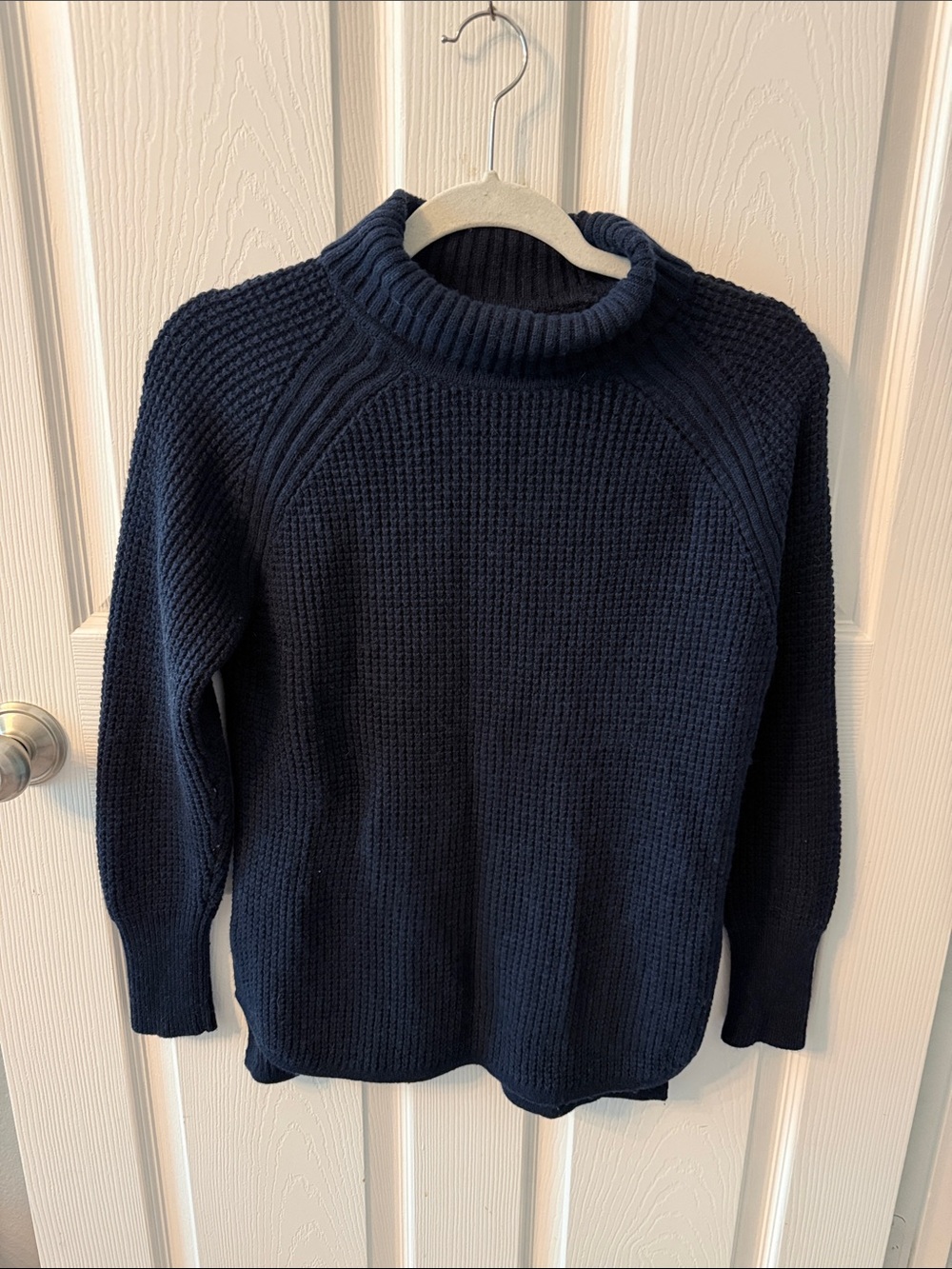 Classic Navy Turtleneck Knit Sweater - Women